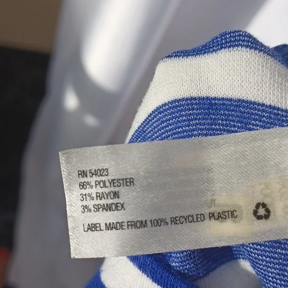 GAP Blue/white striped heavy tee dress with pockets, back zip, front pockets - Picture 7 of 8